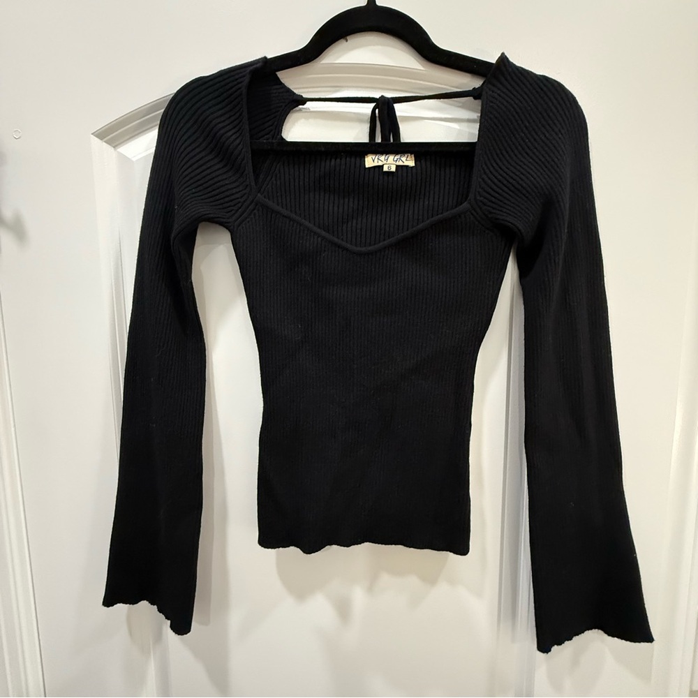 VRG GRL Black Ribbed Long Sleeve Sweater